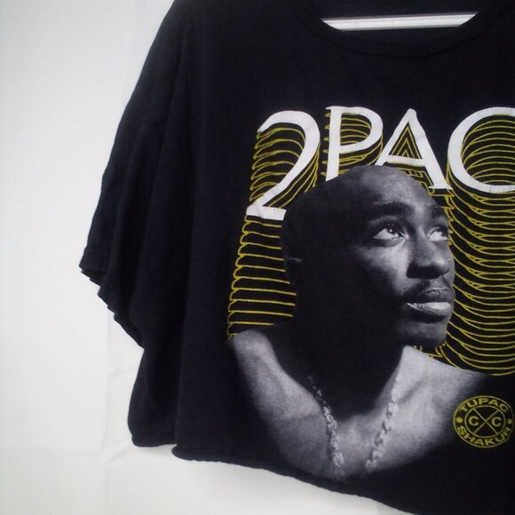 Cross Colours Tupac Shakur Shirt Women 1X Cropped T-Shirt Short Sleeve 2Pac - Picture 6 of 12